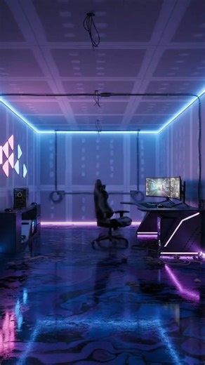 “This Gaming Room Transformation is INSANE 😱🎮””#shorts #gamingroom #setup #epoxyfloor #transformati