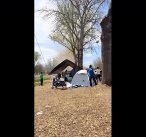 Dust devil tornado tears through park with families camping