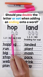 Many of you have probably heard of the 1-1-1 rule. The rule is if the word has 1 syllable, 1 vowel, and it ends in 1 consonant, you double the final consonant before you add ING, ED, ER, & EST. This is helpful to know but can be a little complicated for kids to remember.So when we were working with my son on doubling letters recently, I remembered seeing this jingle from @braintrusttutors💜 So we have been using this and it’s so helpful!While no jingles or patterns are 100%, this does work most 