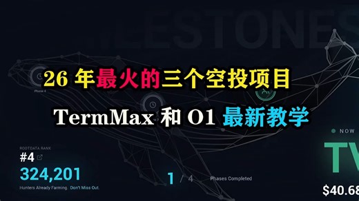 26年最火的三个空投项目，TermMax和O1最新教学