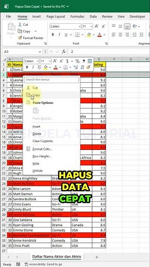 ✨ Hapus Baris Berwarna di Excel dalam 3 Detik! #ExcelTips #BelajarExcel #ExcelIndonesia