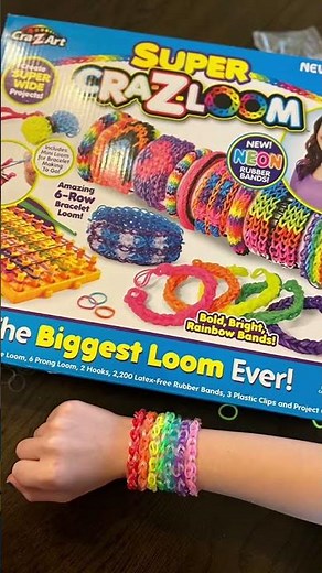 @emma_and_olivia_play are creating bracelet magic with the Super Cra-Z-Loom Rubber Bands!🤩🌈💖