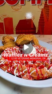 Dae on Instagram: "@wafflezncreamz is a chicken and waffles restaurant located on the north side of Houston. You can either build your own waffle or select one of their specialty waffles. I chose the banana nut waffle and strawberry waffle. These waffles are so good you don’t even need to add syrup. The banana nut really stole the show for me🙌🏾😩. The other show stopper was the Beignets. It’s truly one of the best that I’ve had. The crust is light and flaky on the outside and has a soft textur