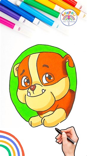 Draw PAW Patrol Simple | Draw Smiling Rubble PAW Patrol 🌈🐶 #pawpatrol #drawing #short