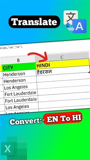 Translate Eng to Hin in Excel!??#excel #exceltutorial