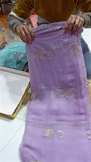 A very beautiful pure chiffon silk saree in lavender colour ✨💜#trending #saree #shorts #shopping