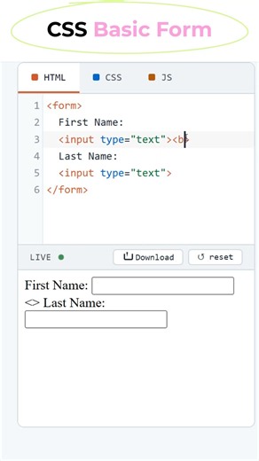 HTML Basic Form #coding #htmltutorial #csstutorial