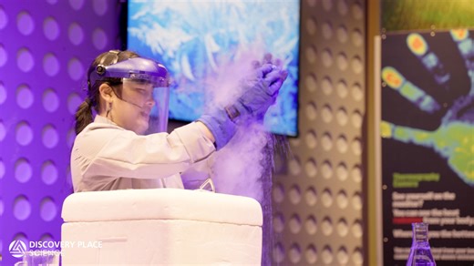 1.3K views | Come science with us! 離 Dive into chemistry, biology and other sciences with a front-row seat at The Stage. See our experienced facilitators perform color changing reactions, test liquid nitrogen experiments, reveal glowing creatures and more! 六‍ | Discovery Place Science | Facebook