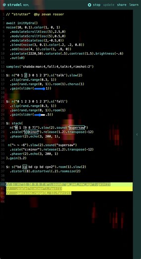 strutter #strudel #algorave #javascript #shabda