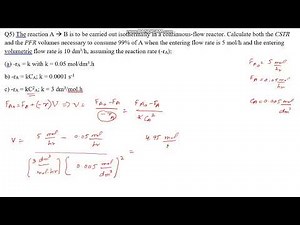 CSTR, Mixed Flow Reactor 2nd Order (Practice Problem 5c) Chemical Reaction Engineering ChemE Tutor