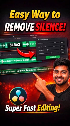 Davinci Resolve Tamil on Instagram: "1 Click-la Silence Remove Panalam 😮 Manual ah silence cut panringa na… romba time waste 😵‍💫 DaVinci Resolve la iruka **Remove Silence** option use pannina… automatic ah silent parts remove aagum 🔥 Fast editing + clean timeline = more productivity 🚀 Try pannitu unga experience sollunga #davinciresolve #videoedit #editingtutorial"