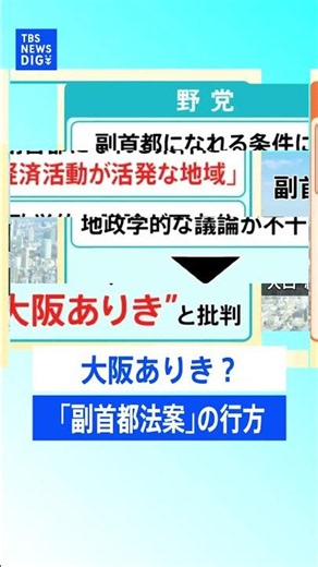 Is the "Deputy Capital Bill" Tailor-Made for Osaka? Opposition Parties Criticize Lack of Delibera...