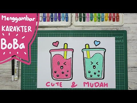 Cara Menggambar Dan Mewarnai Minuman Boba Lucu || CUTE STEP BY STEP