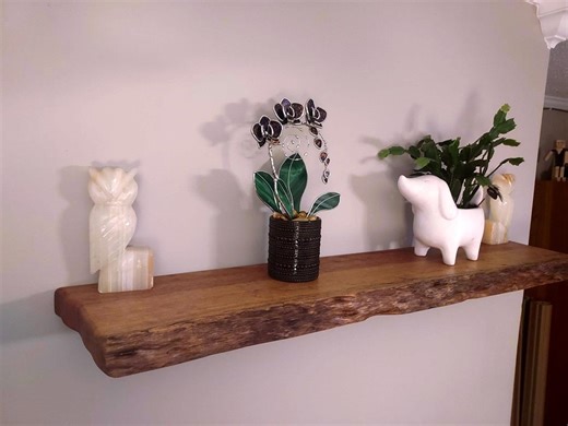 Floating Shelf – Live Edge Figured Cherry, 36" Solid Hardwood Wall Shelf, Handcrafted Wood Decor - Etsy