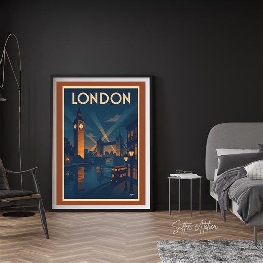 Art Deco London City Travel Poster Set: Retro City Prints (digital Download) - Etsy