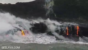 An amazing sunset lava tour tonight aboard the Lavaone lucky guests watched in awe as molten lava sizzled into the sea from the Kamokuna delta | Lava Ocean Tours, INC