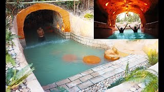 Digging a Hill to Create an Underground Swimming Pool & Waterfall!