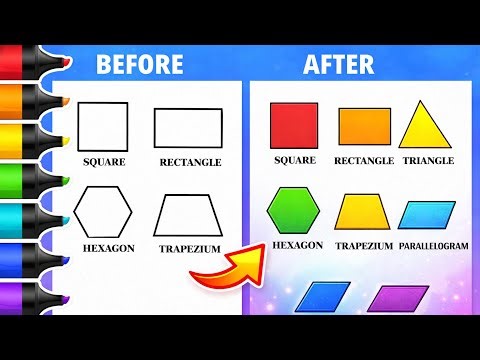 2D Shapes | Square, Parallelogram, Triangle | Easy coloring