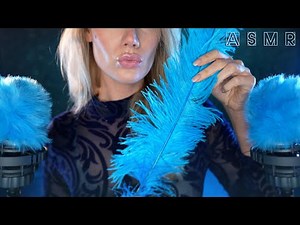 ASMR 💙 CLOSE-UP KISSES & EAR BLOW 💙 GENTLE FEATHER TICKLE 💙 Breathy Mouth Sounds & Face Touch
