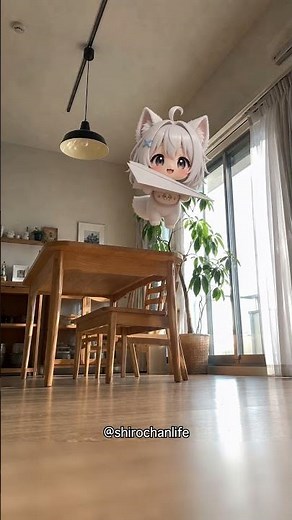 Shiro-chan Soars on a Paper Airplane ✈️ 【紙飛行機で空を飛ぶしろちゃん】 #しろちゃんらいふ #shiroko #シロコ #aichibi