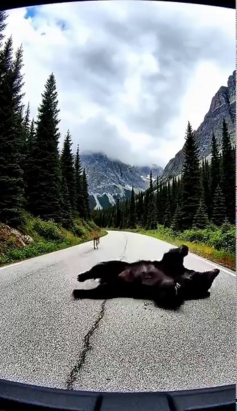 Deer jumps on bear's head to escape (caught on dashcam) #