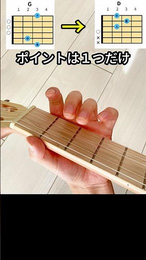 【G→D】楽になるコードチェンジ！ #ギター初心者 #コードチェンジ# Gコード