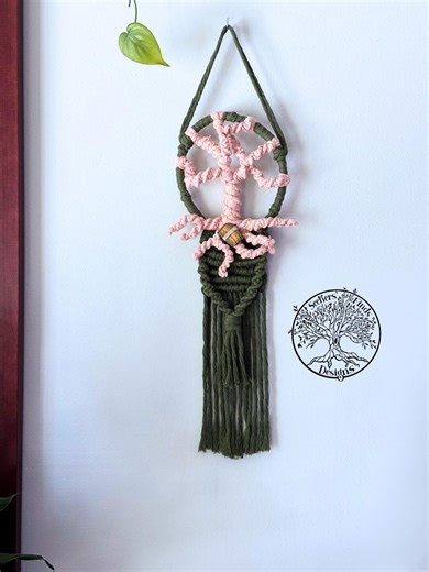 Macrame Tree of Life Wall Hanging | Tiger's Eye Stone, Boho Decor - Etsy