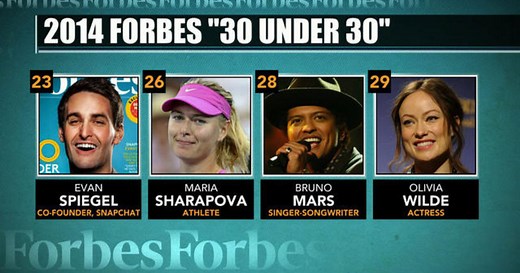 Forbes lists top achievers under 30-years-old