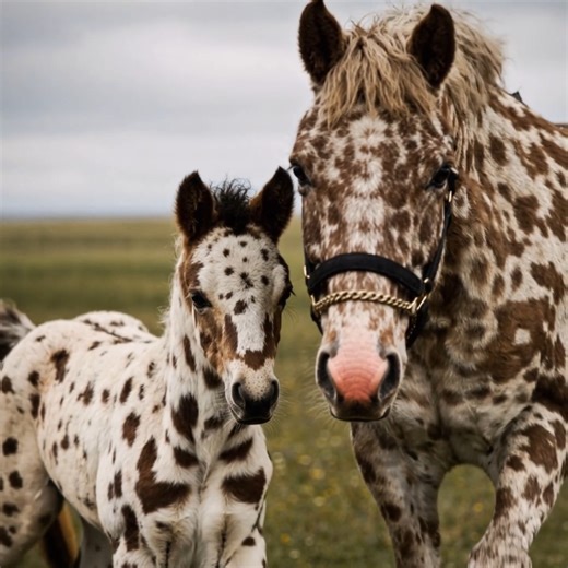 Few horses are as eye-catching as the Leopard Spotted Appaloosa. With a bright white coat covered in bold dark spots, this pattern is one of the most dramatic in the equine world — and instantly recognisable. A true leopard Appaloosa typically has a white base coat, evenly spread spots, mottled skin, visible white sclera around the eye, and striped hooves. The pattern is caused by the Leopard Complex (LP) gene, which also influences the breed’s distinctive skin and hoof traits. Spotted horses da