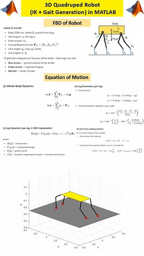 TODAYS TECH on Instagram: "✨ 3D Quadruped Robot Gait & Inverse Kinematics Simulation in MATLAB 🟢 Code Files: https://engrprogrammer-shop.fourthwall.com/products/3d-quadruped-robot-gait-inverse-kinematics-simulation-in-matlab #MATLAB #Simulink #Simscape #Engineering #Drone #Robotics #Automation #Coding #ControlSystems #Dynamics #Modeling #Simulation #Mechatronics #SystemDesign #Research #Science #EngineeringStudents #ControlTheory #CAD #SolidWorks #Mechanics #MathWorks #Python #Control #k