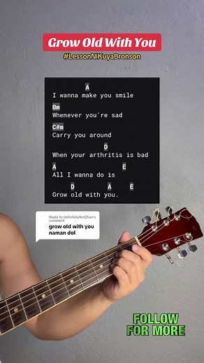 Grow Old With You Guitar Tutorial and Chords | Acoustic Version