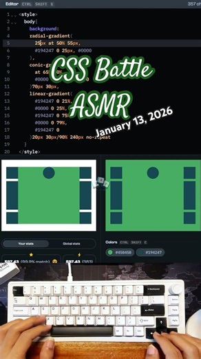 CSS-Battle | Only Body Tag? Solving with 0 Extra Elements! 🤯| January, 13 2026 #cssbattle #shorts