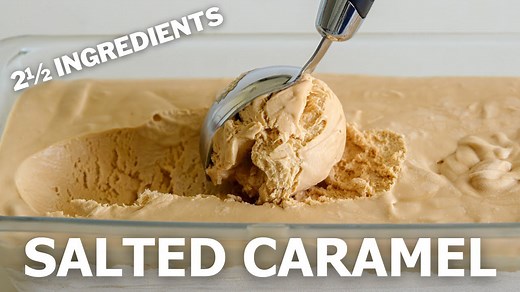 2½ Easy Ingredient Salted Caramel Ice Cream | No Machine!