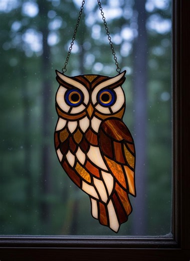 Geometric Owl Stained Glass Pattern: DIY Suncatcher Template (digital Download) - Etsy