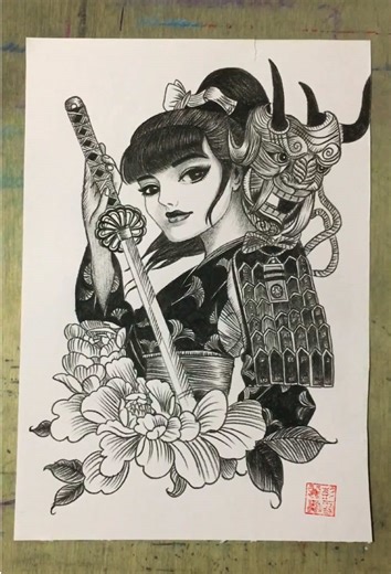 draw geisha #DrawingArt #drawing #painting #satisfying #fyp