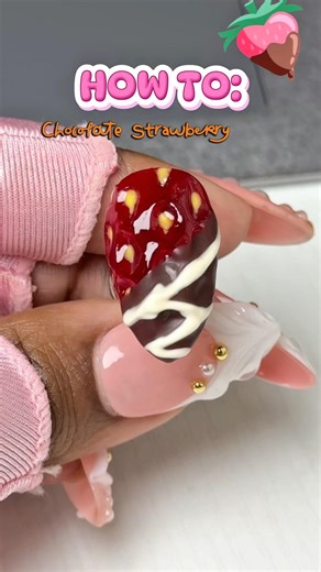 Chocolate Strawberry NAILS 🍫🥛💕🍓 #nails #nailart #nailtech #nailtutorial #valentinesnails