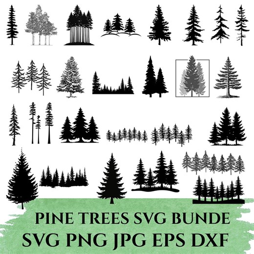 Evergreen Trees SVG Bundle: Pine, Fir, Forest Mountain Designs (instant Download) - Etsy UK