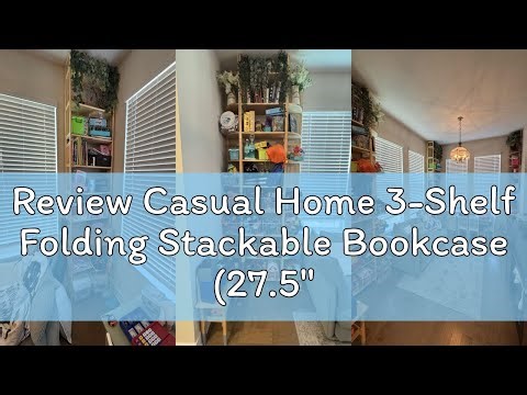 Review Casual Home 3-Shelf Folding Stackable Bookcase (27.5" Wide)-Natural
