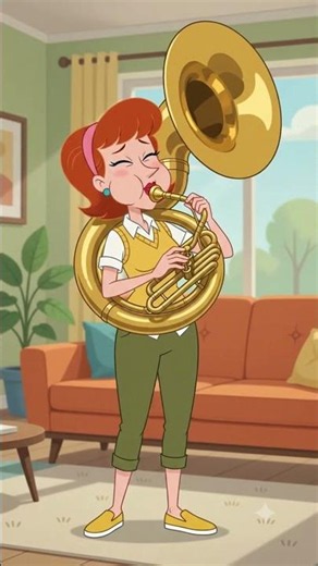 Linda Flynn fletcher playing the Sousaphone
