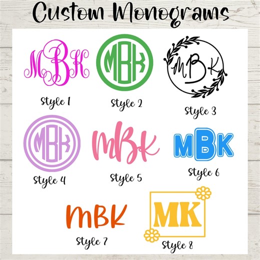 Custom Vinyl Monogram Decal | Car | Tumbler | Laptop | Phone | Opal Colors | Holographic and Chrome Colors | Permanent and Waterproof - Etsy