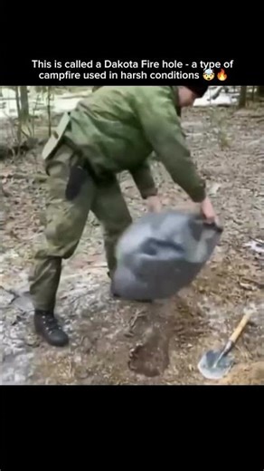 This is called a Dakota Fire hole - a type of campfire used in harsh conditions 🤯🔥