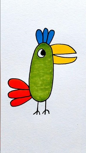 ✅️ Reverse play ✅️ 🐦 Super Easy Polly Parrot Drawing for Kids | Cute Peppa Pig Art ✨ #shorts