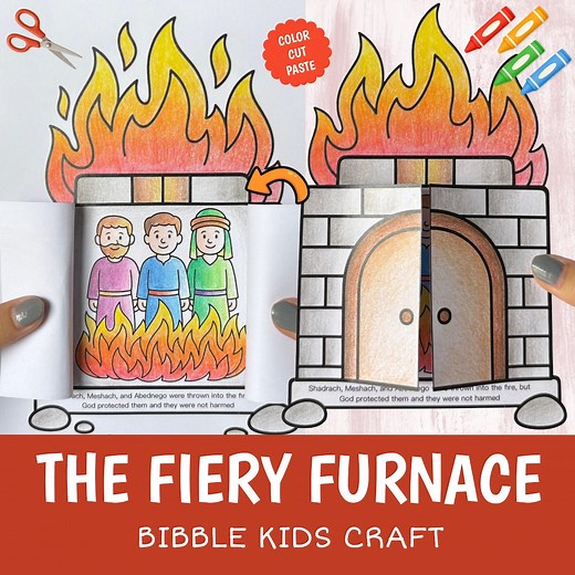 The Fiery Furnace Craft Printable | Bible Story Activity for Kids | Sunday School Cut Glue Worksheet - Etsy