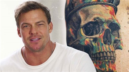 Alan Ritchson shows off his tattoos