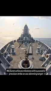 #WATCH | Indian Navy's latest indigenous guided missile destroyer INS Surat successfully carried out precision cooperative engagement of sea skimming target marking another milestone in strengthening our defense capabilities. #IndianNavy #Surat #Defense | IndiaToday NE