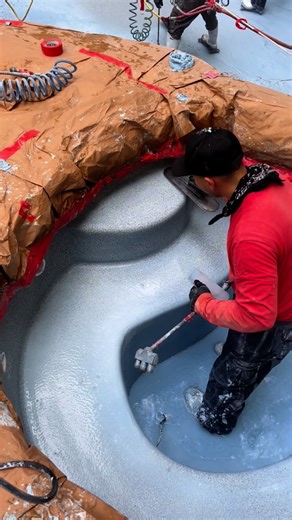 Laguna Pool Interior Finishes on Instagram: "Nothing beats a perfect September day for creating something beautiful. ️ Today our crew is bringing this pool to life with a Pebble Sheen Aqua Blue finish. The result? A stunning surface with depth, sparkle, and durability that only PebbleTec delivers. Quality craftsmanship, perfect weather, and a dedicated team—it doesn’t get any better. ✨ #flexyourfinish"