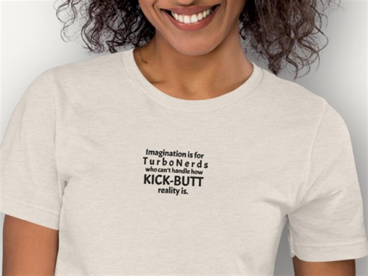 Adventure Time Quote Tee– "imagination is for Turbonerds" Embroidered Shirt - Etsy