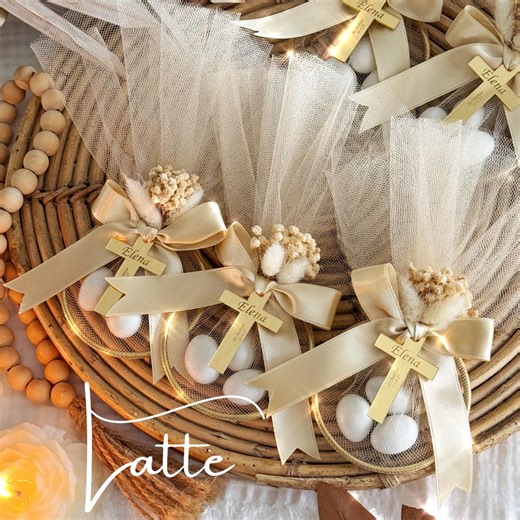 Personalized Baptism Favor – Almond Candy in Ring Tulle Bag, Christening Keepsake Gift - Etsy