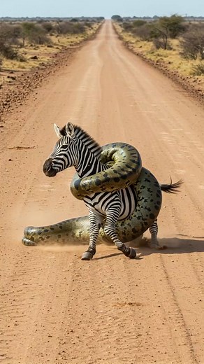 Caught on Camera Snake Coiling Around beast on Rural Road! #randomanimal #snakeonloose #ruraldanger | Aadhavi Cooking