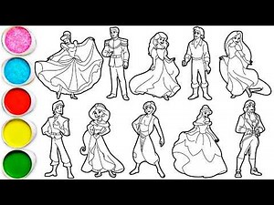 Draw 5 Disney Couples in Minutes - Cinderella & Prince Charming, Ariel & Prince Eric & Others